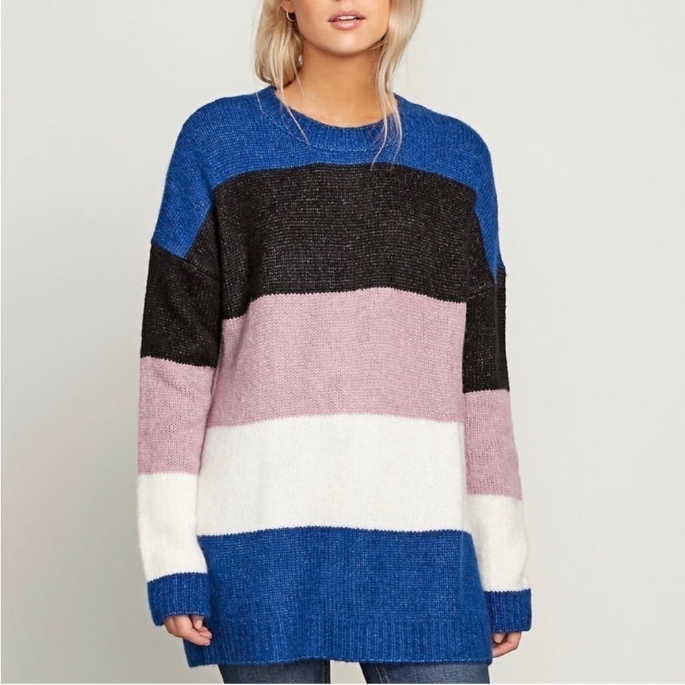 Volcom Oversized Multicolor Striped Fuzz Buster Sweater - Picture 2 of 7